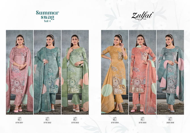 Summer Swag Vol 4 By Zulfat Cotton Printed Dress Material Wholesale Price In Surat
